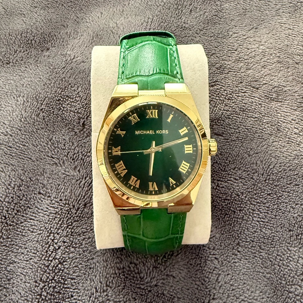 Michael Kors green and gold watch